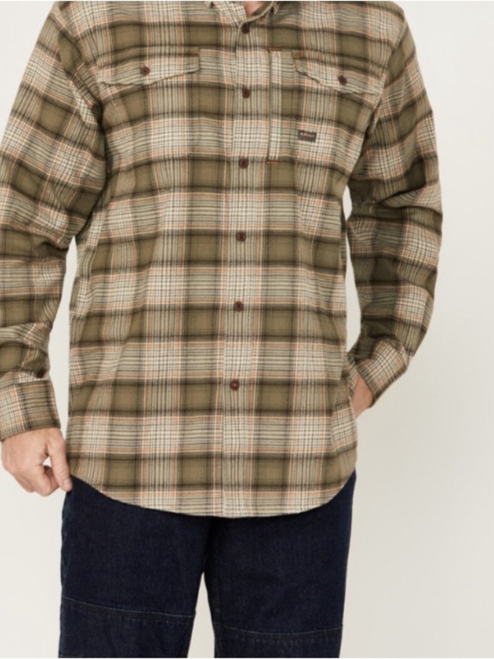 Men's Olive Plaid Button-Up Shirt